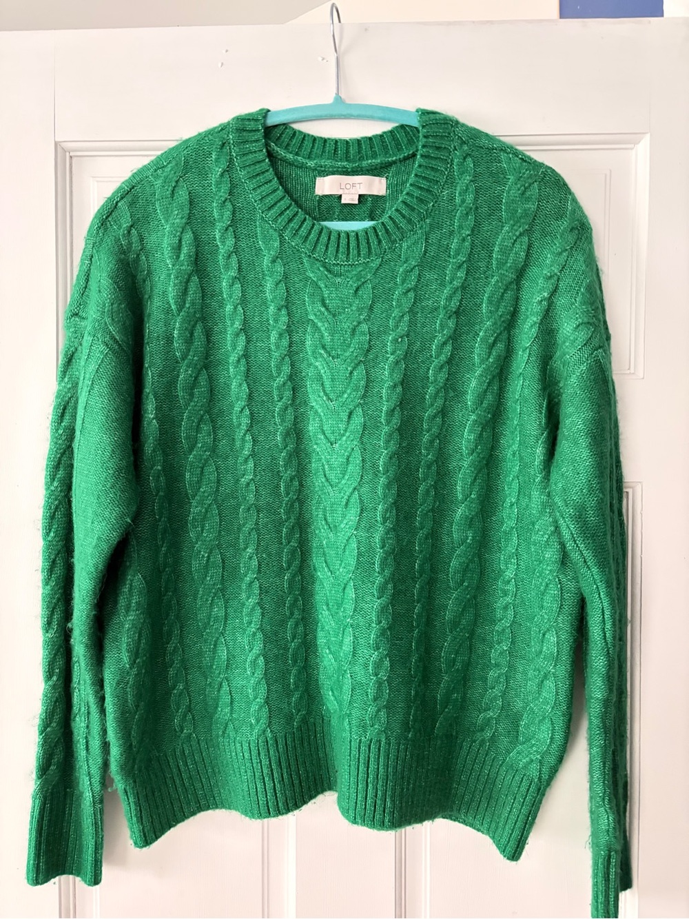 LOFT Emerald Green Cable Knit Pullover